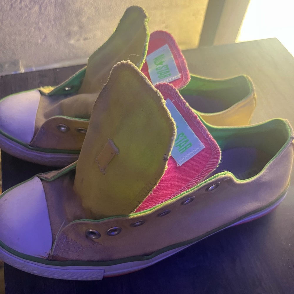 Converse in Yellow, Green and Pink